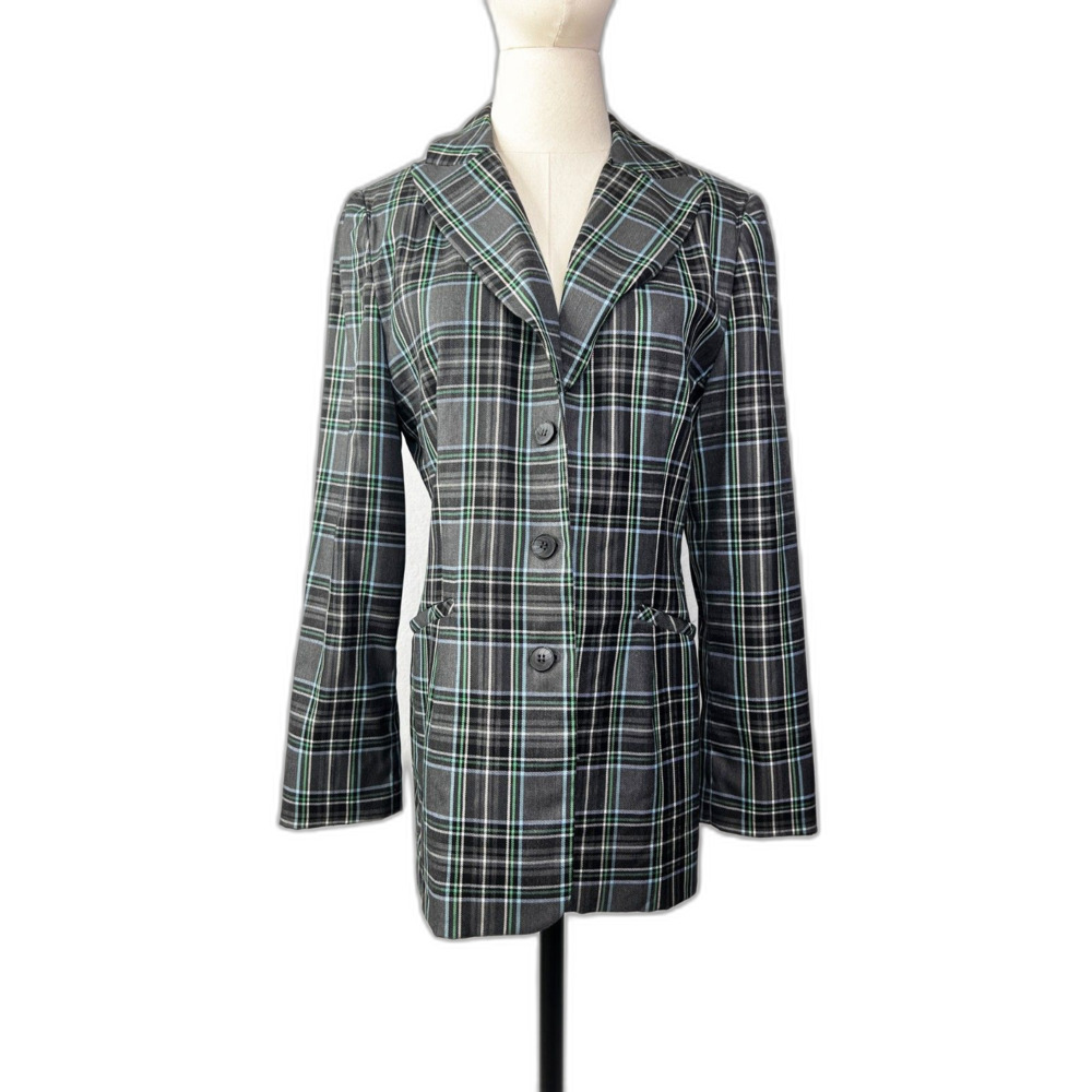 Barami Couture | Blazer | Grey Black Green White Plaid | Sz10 | Made in USA